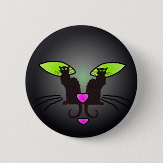 BLACK CAT FACE by SHARON SHARPE 6 Cm Round Badge