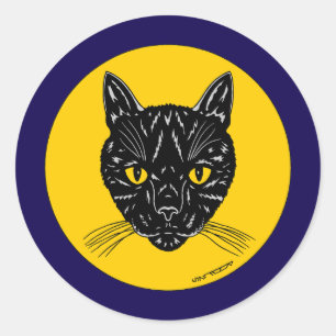 Black Cat Face Classic Round Sticker