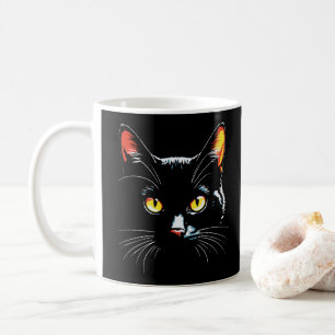 Black cat Face Coffee Mug