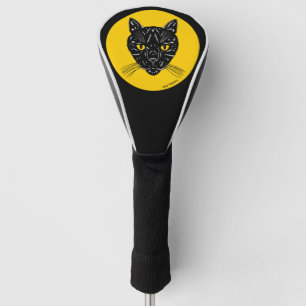Black Cat Face Golf Head Cover