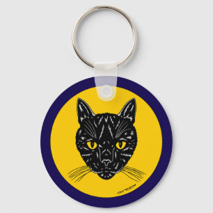 Black Cat Face Key Ring