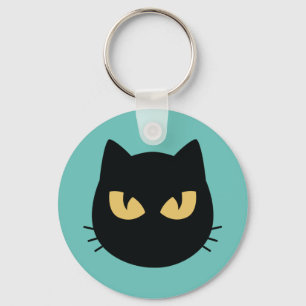 Black Cat face Key Ring