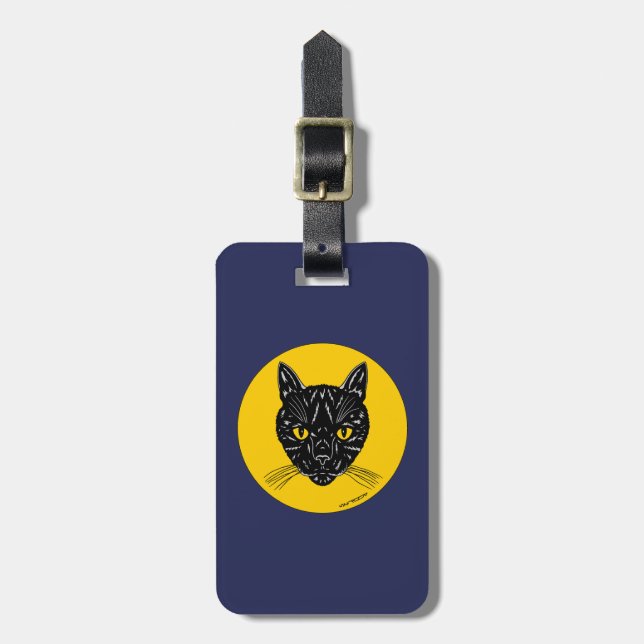 Black Cat Face Luggage Tag (Front Vertical)