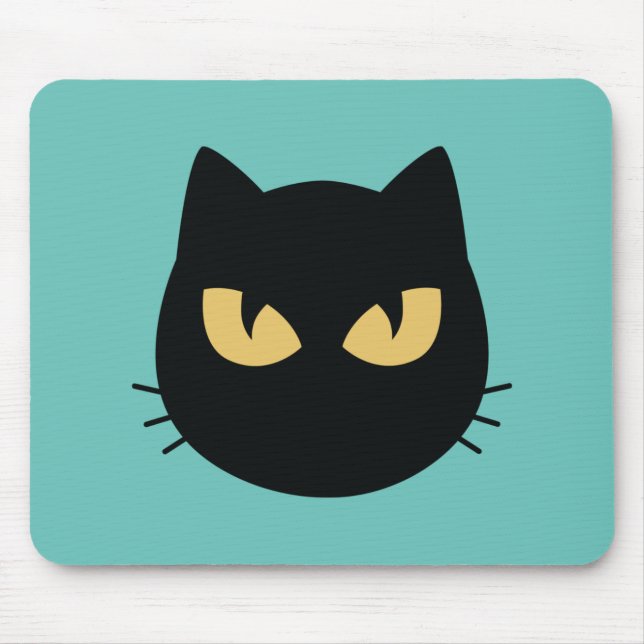 Black Cat face Mouse Pad (Front)