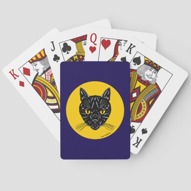 Black Cat Face Playing Cards (Back)