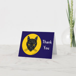 Black Cat Face Thank You Card