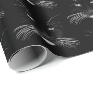 Black Cat Face Wrapping Paper