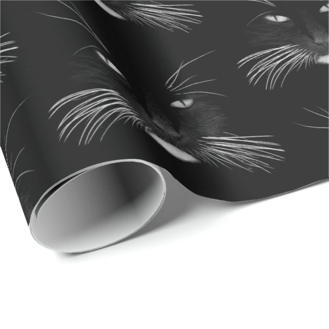 Black Cat Face Wrapping Paper (Roll Corner)