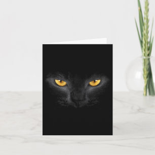 Black Cat Face Yellow Eyes Funny Cat Lover Card