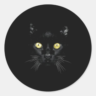 Black Cat Face Yellow Eyes Kitty Kitten Cat Classic Round Sticker