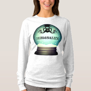 Black cat fall chandelier snow globe blue grey T-Shirt