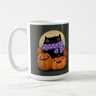 Black Cat Fall Season Happy Halloween Coffee Mug