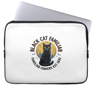 Black Cat Familiar Vintage Halloween Rescue Design Laptop Sleeve
