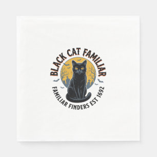 Black Cat Familiar Vintage Halloween Rescue Design Napkin