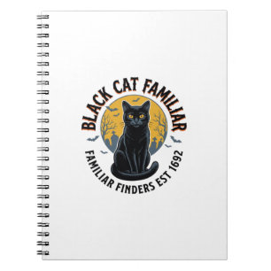 Black Cat Familiar Vintage Halloween Rescue Design Notebook
