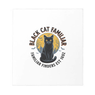 Black Cat Familiar Vintage Halloween Rescue Design Notepad