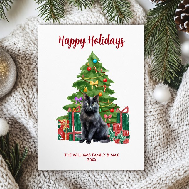 Black Cat Family Christmas Holiday Card (Creator Uploaded)