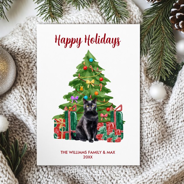 Black Cat Family Christmas Holiday Card (Creator Uploaded)