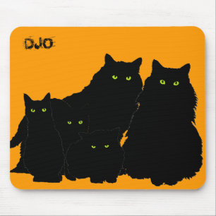 Black Cat Family Mouse Mat