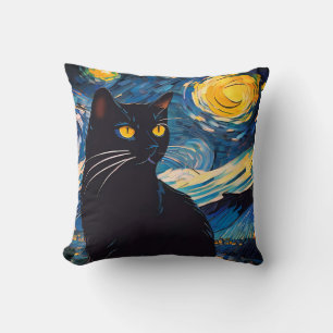 Black Cat Fantasy Throw Pillow