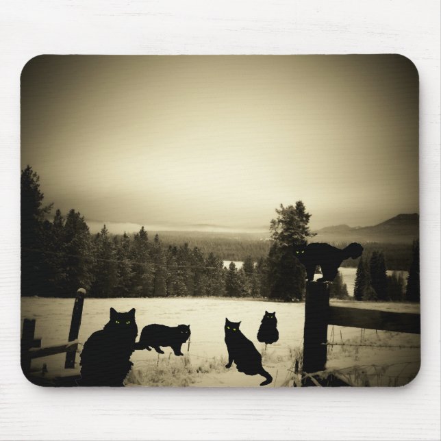 Black Cat Farm Mouse Mat (Front)