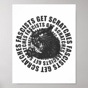 Black Cat Fascists Get Scratches Funny Cat Meme Ca Poster