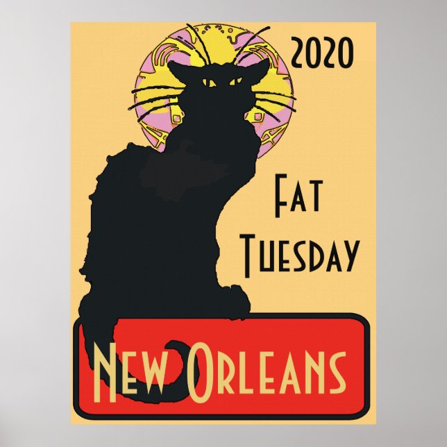 Black Cat, Fat Tuesday, edit text Poster (Front)