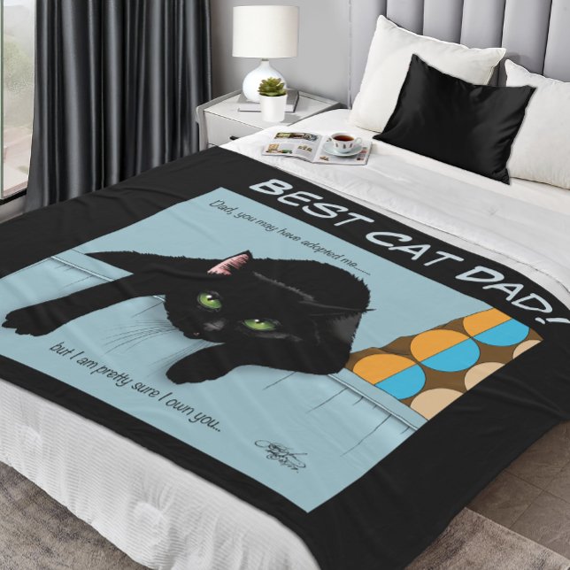 Black Cat  Father's Day Fleece Blanket (Creator Uploaded)