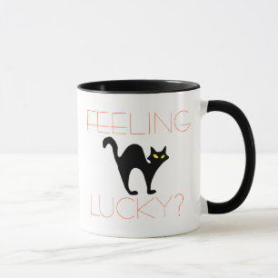 Black Cat Feeling Lucky   Funny Halloween Mug