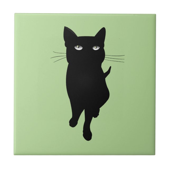 Black cat feline gothic kitty tile (Front)