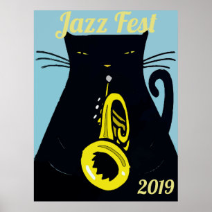 Black Cat  Fest with Trumpet Poster