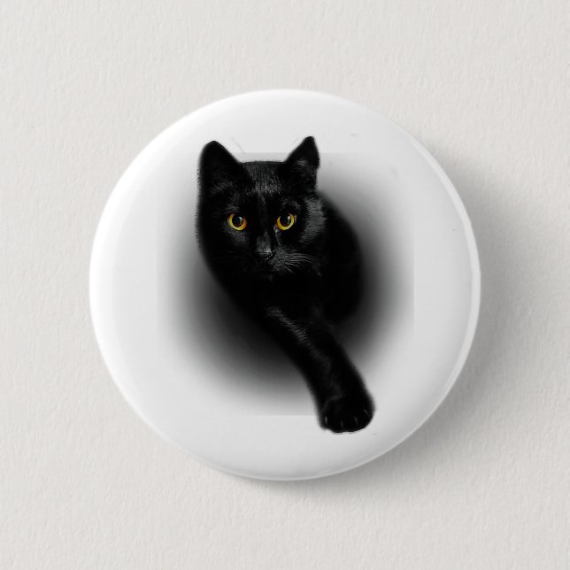 Black Cat Filing Nails 6 Cm Round Badge (Front)