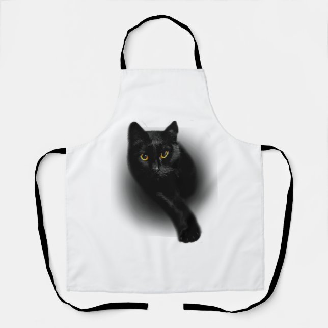 Black Cat Filing Nails Apron (Front)