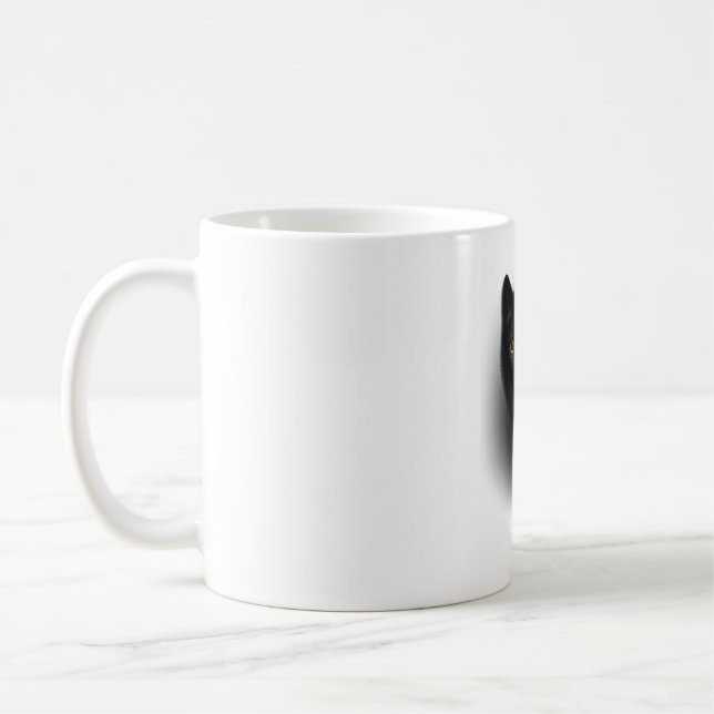 Black Cat Filing Nails Coffee Mug (Left)