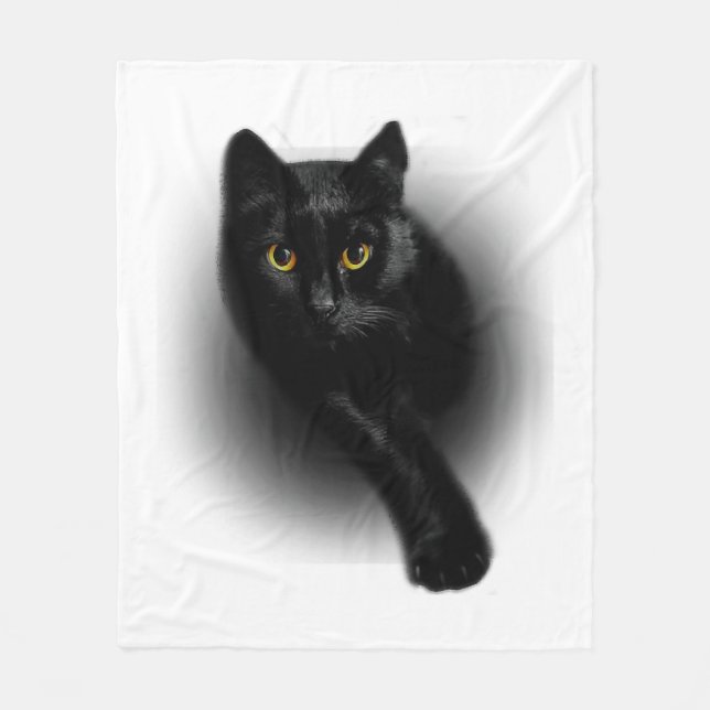 Black Cat Filing Nails Fleece Blanket (Front)