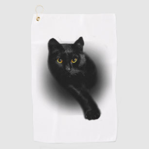 Black Cat Filing Nails Golf Towel