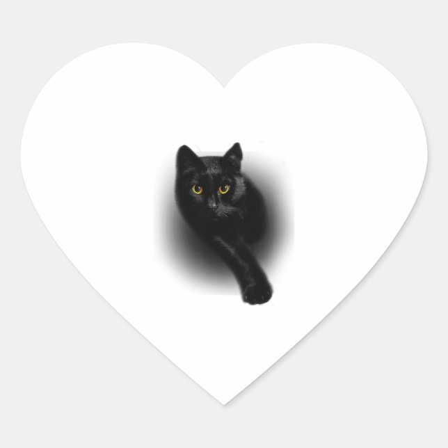 Black Cat Filing Nails Heart Sticker (Front)