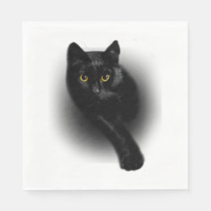 Black Cat Filing Nails Napkin