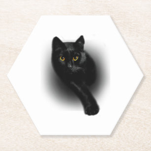Black Cat Filing Nails Paper Coaster