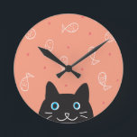 Black Cat & Fish Wall Clock<br><div class="desc">Black Cat & Fish Wall Clock</div>