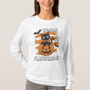 Black Cat Flashback Halloween T-Shirt