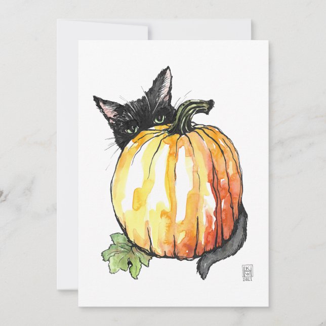 Black Cat Flat Thank You Card (Front)
