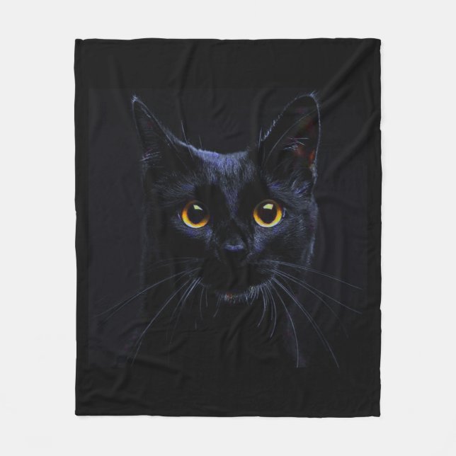 Black Cat Fleece Blanket (Front)