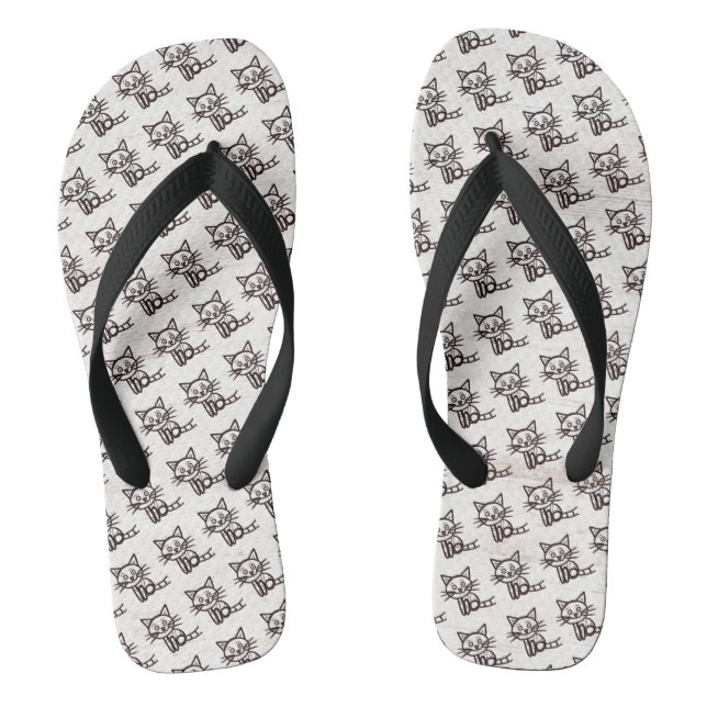 Black cat flip flops (Footbed)