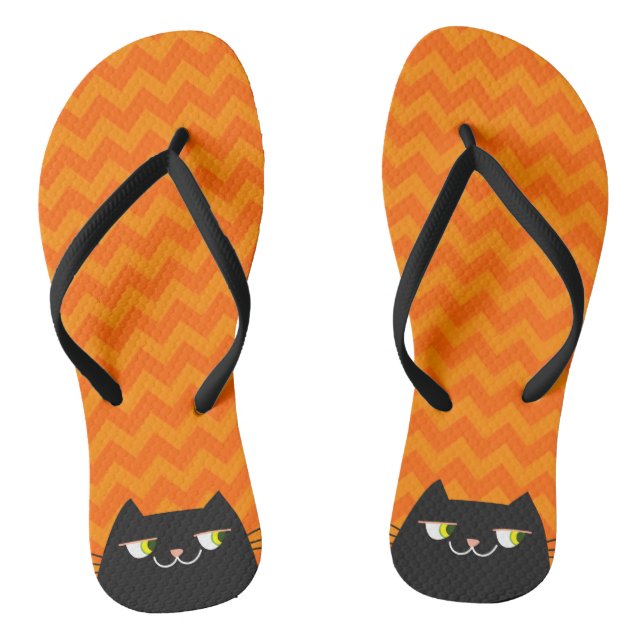 Black Cat Flip Flops (Footbed)