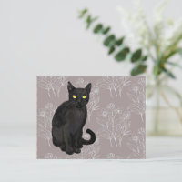 black cat floral background