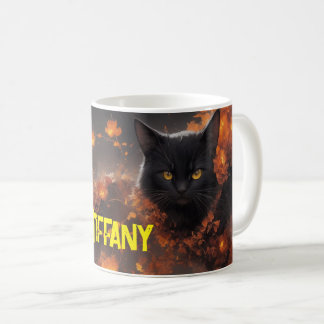 Black Cat Flower Magic Everyday Halloween Coffee Mug