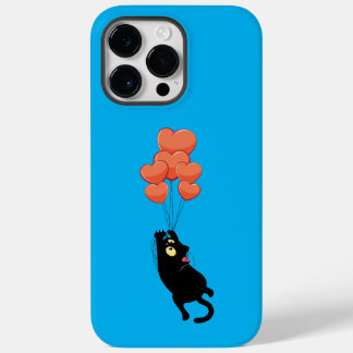 Black cat fly on hearts Case-Mate iPhone 14 pro max case