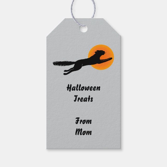 Black Cat Flying School Halloween Custom Tag (Front)