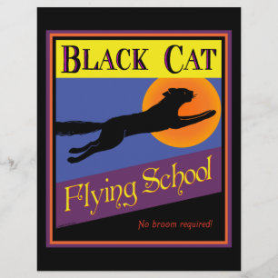 Black Cat Flying School Halloween Flyer